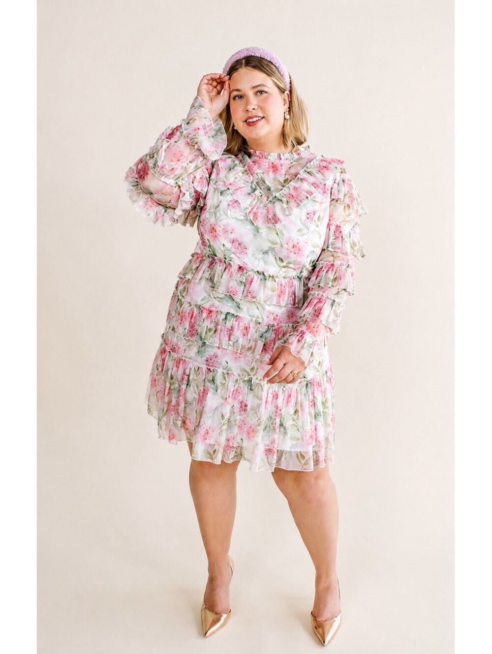 Ivy City Co. Garden State Dress Floral Tiered Long Sleeve Sz 3XL Retail $128
